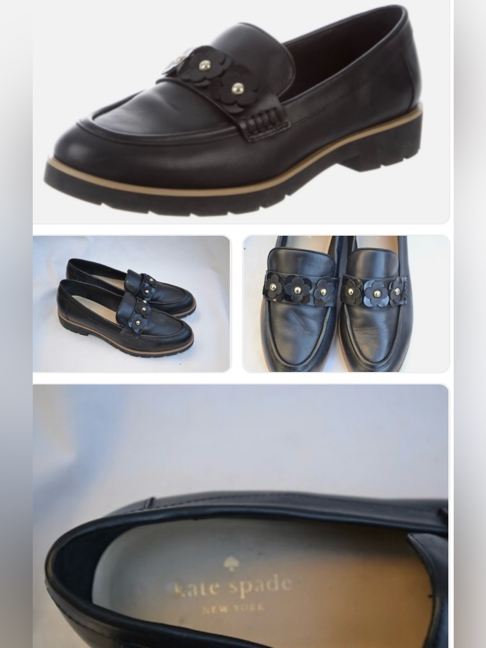 Kate Spade New York Black Leather Loafers – Women’s Size 8.5 Medium
